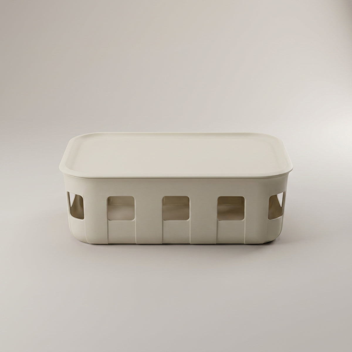 Cream Multipurpose Storage Box with Lid by Zodiya