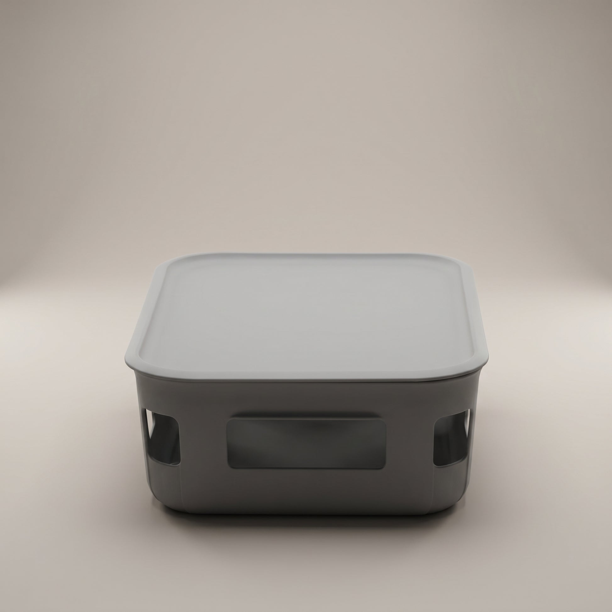 Grey Plastic Multi storage with Lid by Zodiya-4