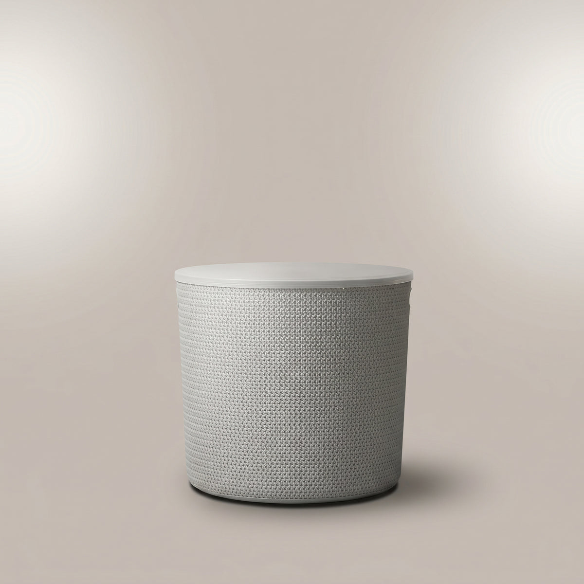 Grey Round Plastic Multipurpose Storage Basket with Lid by Zodiya