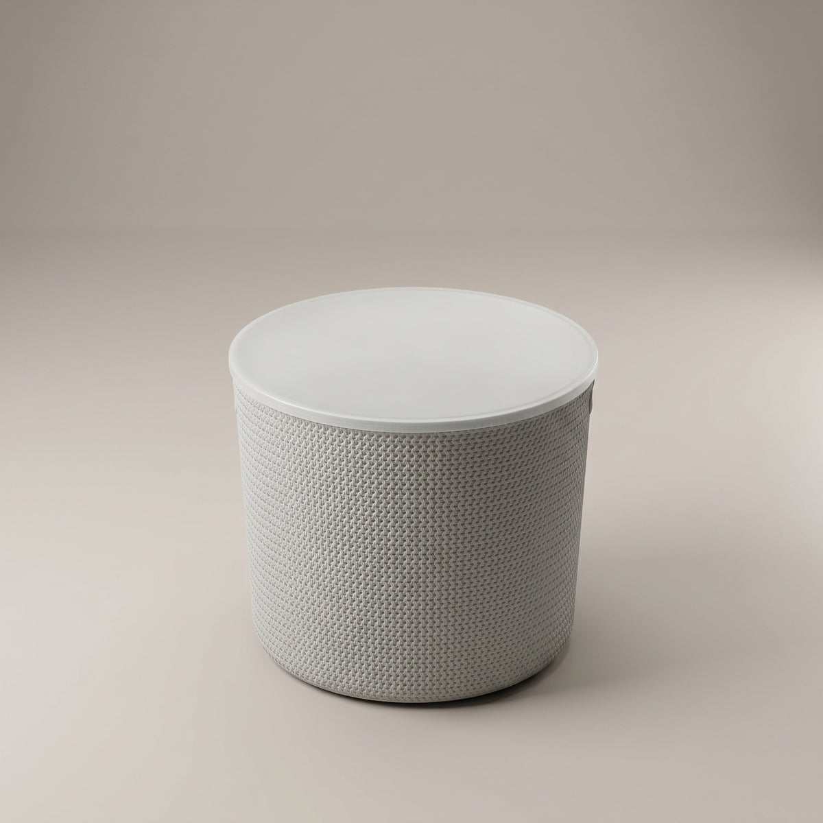 Grey Round Plastic Multipurpose Storage Basket with Lid by Zodiya