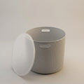 Grey Round Plastic Multipurpose Storage Basket with Lid by Zodiya