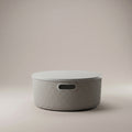 Grey Round Storage Box with Lid by Zodiya