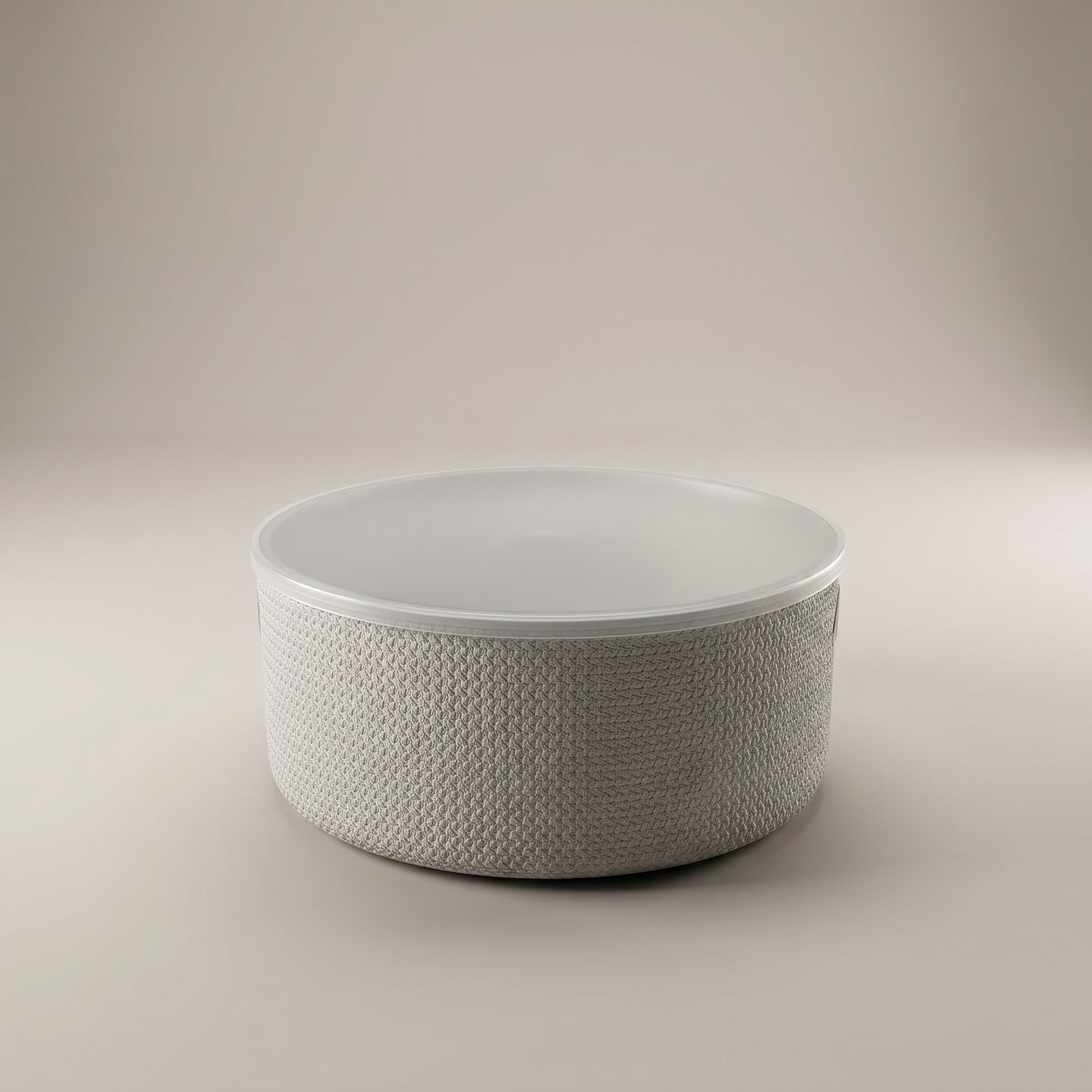 Grey Round Storage Box with Lid by Zodiya