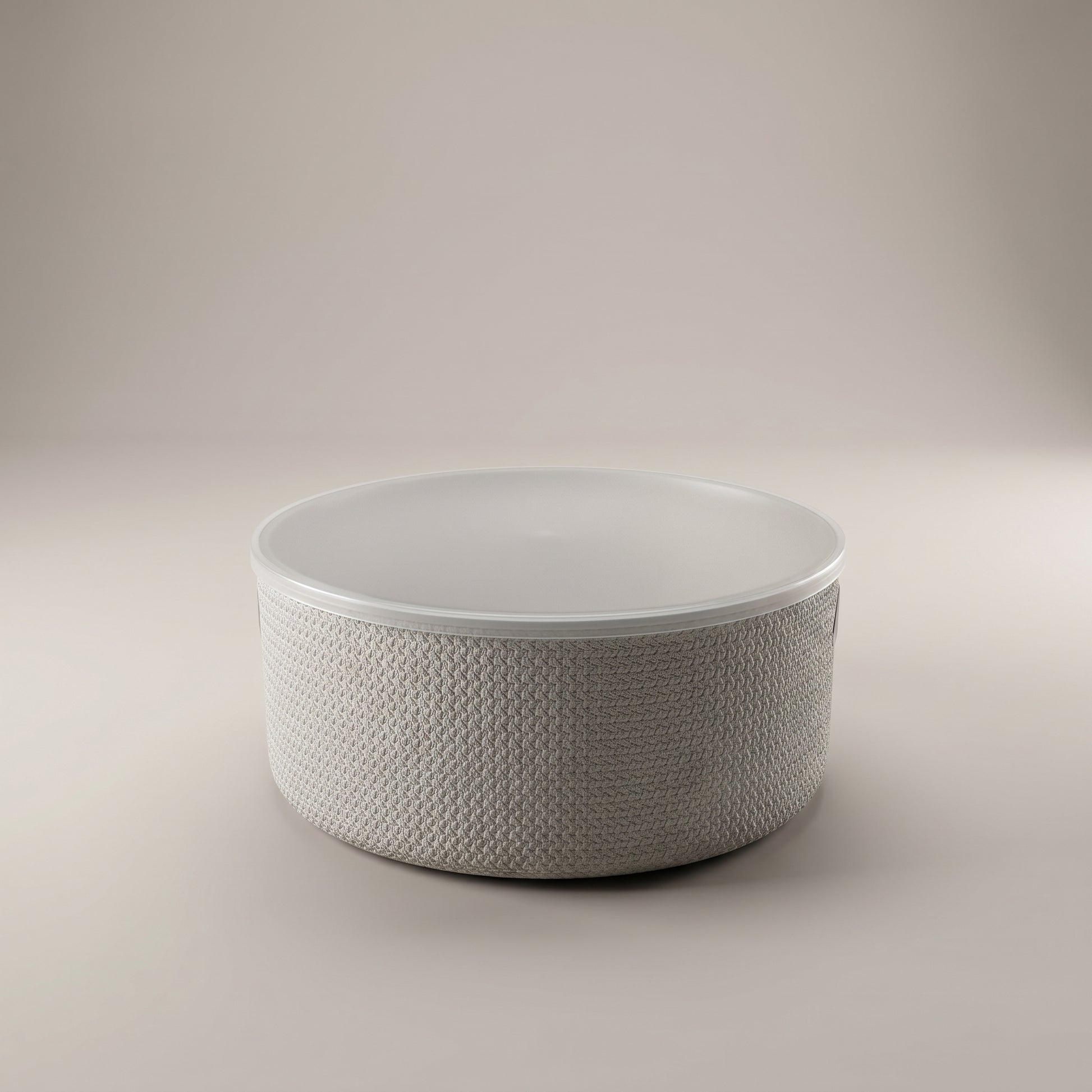 Grey Round Storage Box with Lid by Zodiya-4