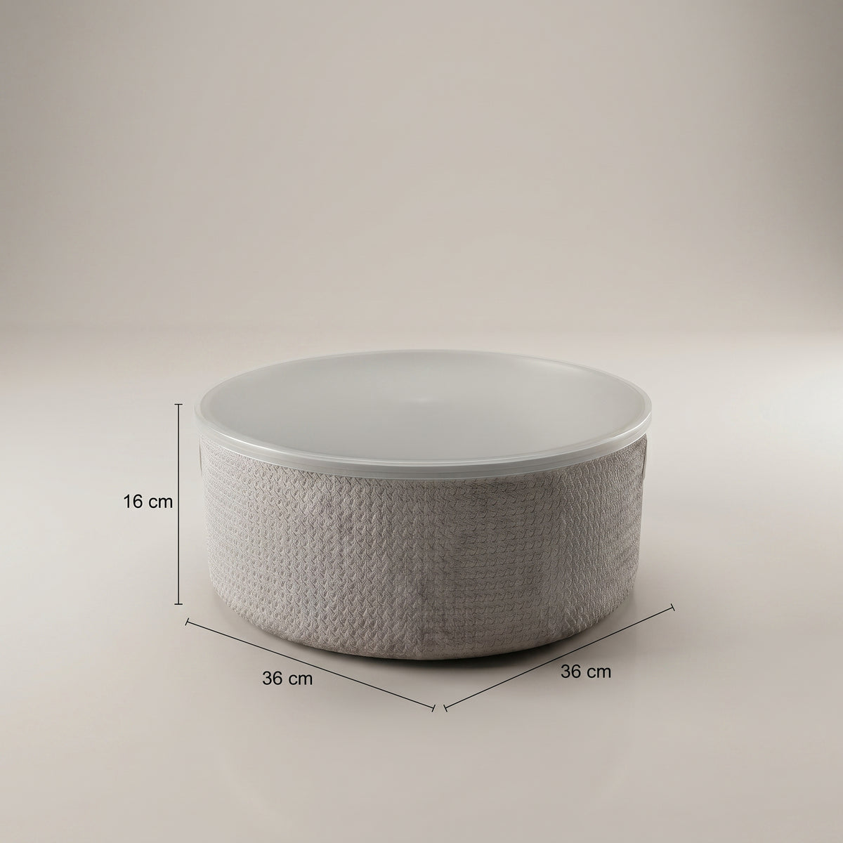 Grey Round Storage Box with Lid by Zodiya