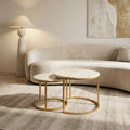 Round Marble Nesting Coffee Tables (Set of 2, Gold) by Zodiya