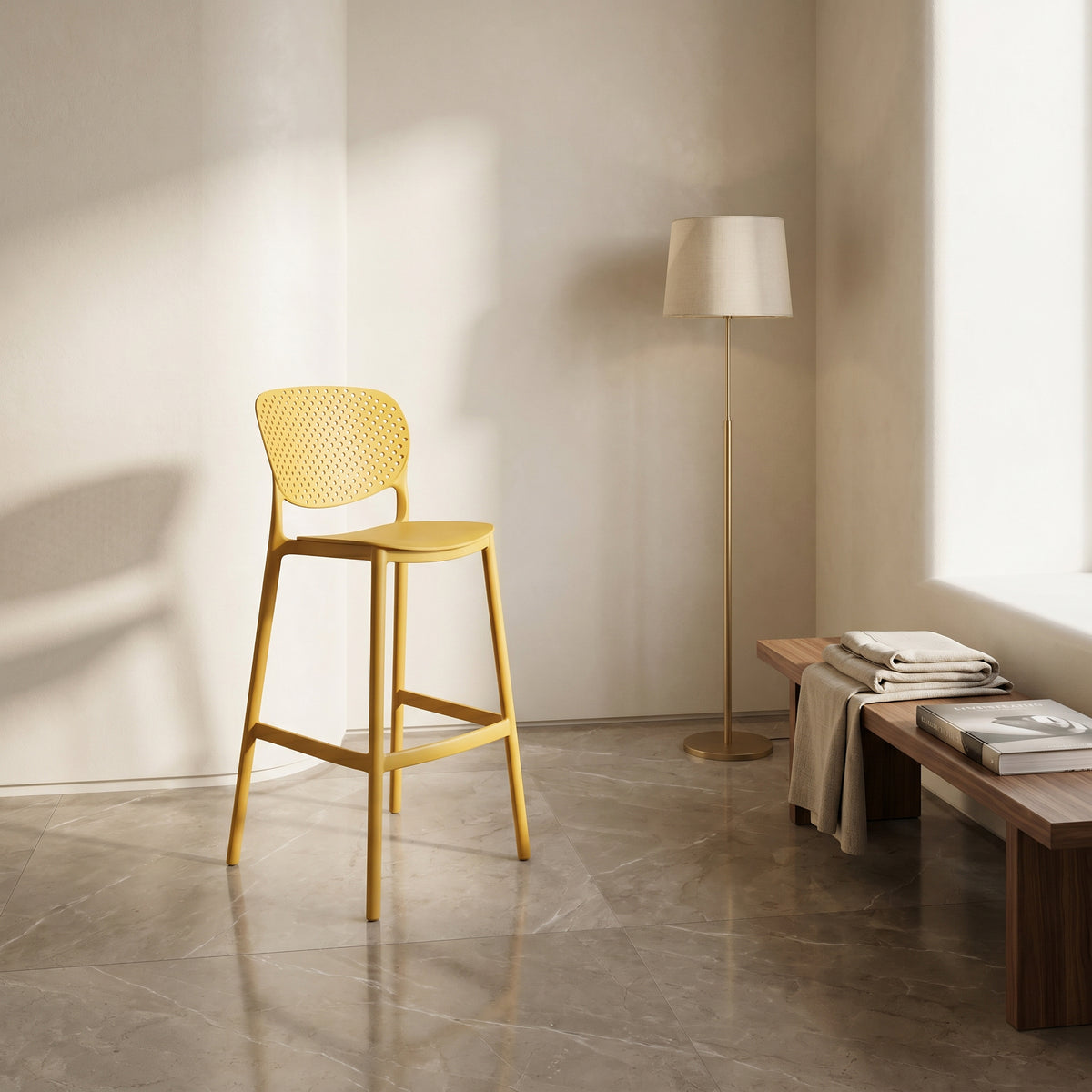 Sono Yellow Plastic Bar Chair By Zodiya