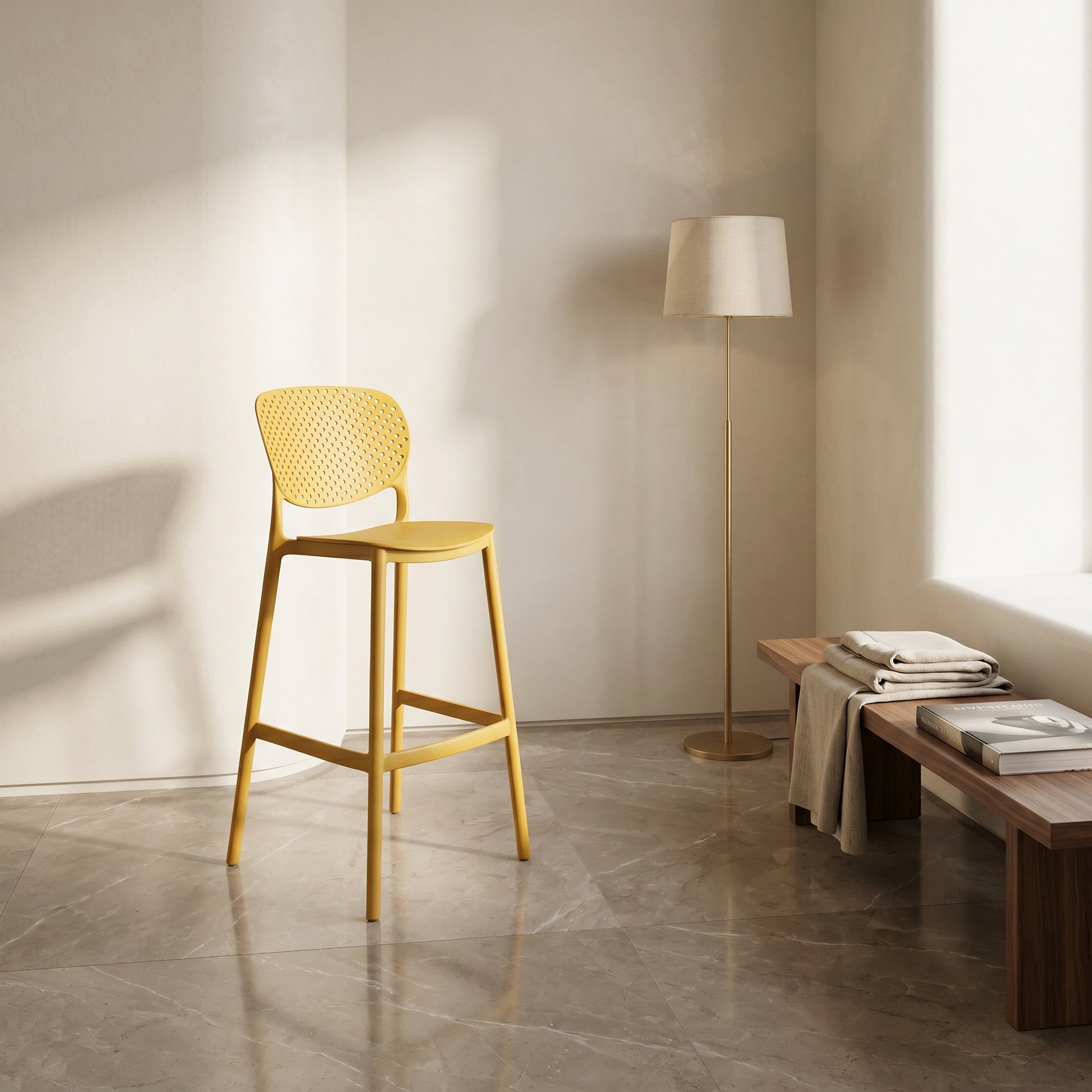 Sono Plastic Bar Chair Yellow By Zodiya-1