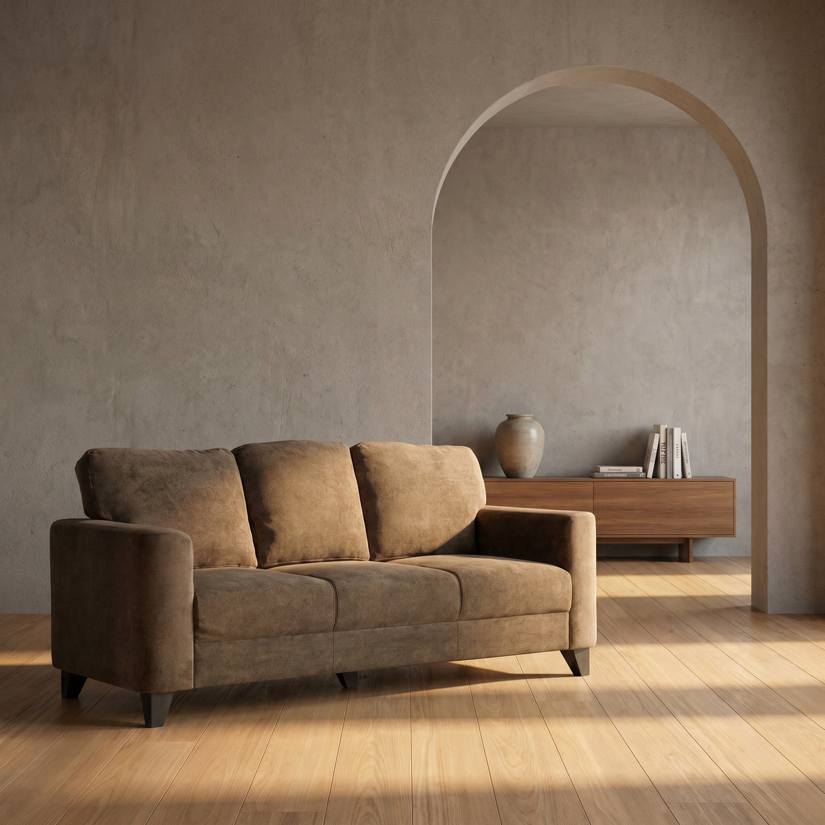 Hiro Velvet Fabric 3 Seater Sofa by Zodiya