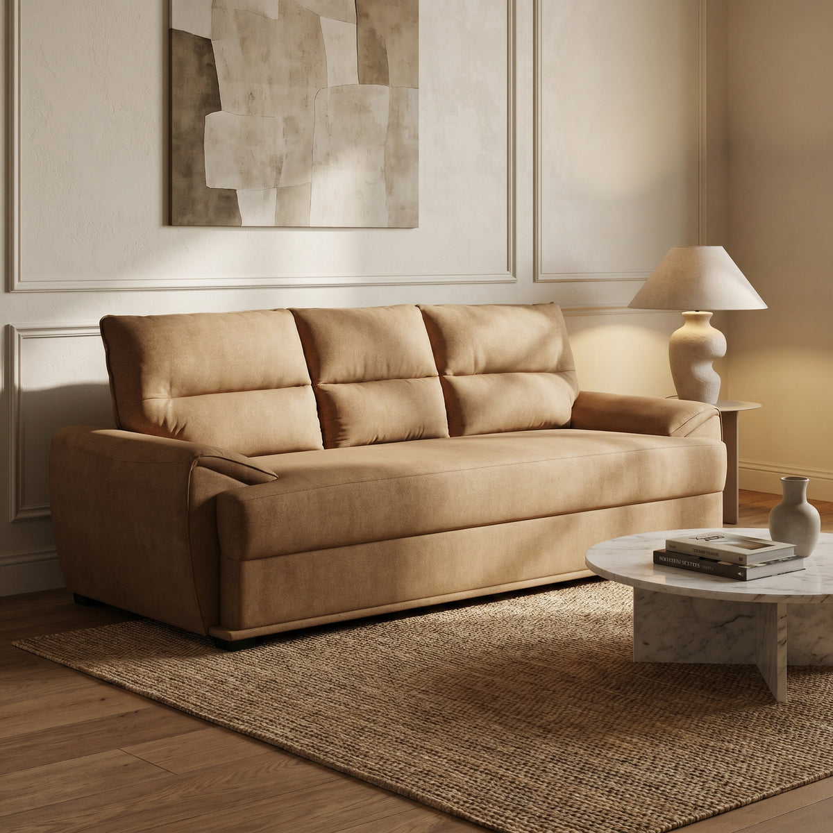 Jade Yellow 3 Seater Fabric Sofa by Zodiya