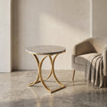 Round Marble Top Side Table with Gold Base by Zodiya
