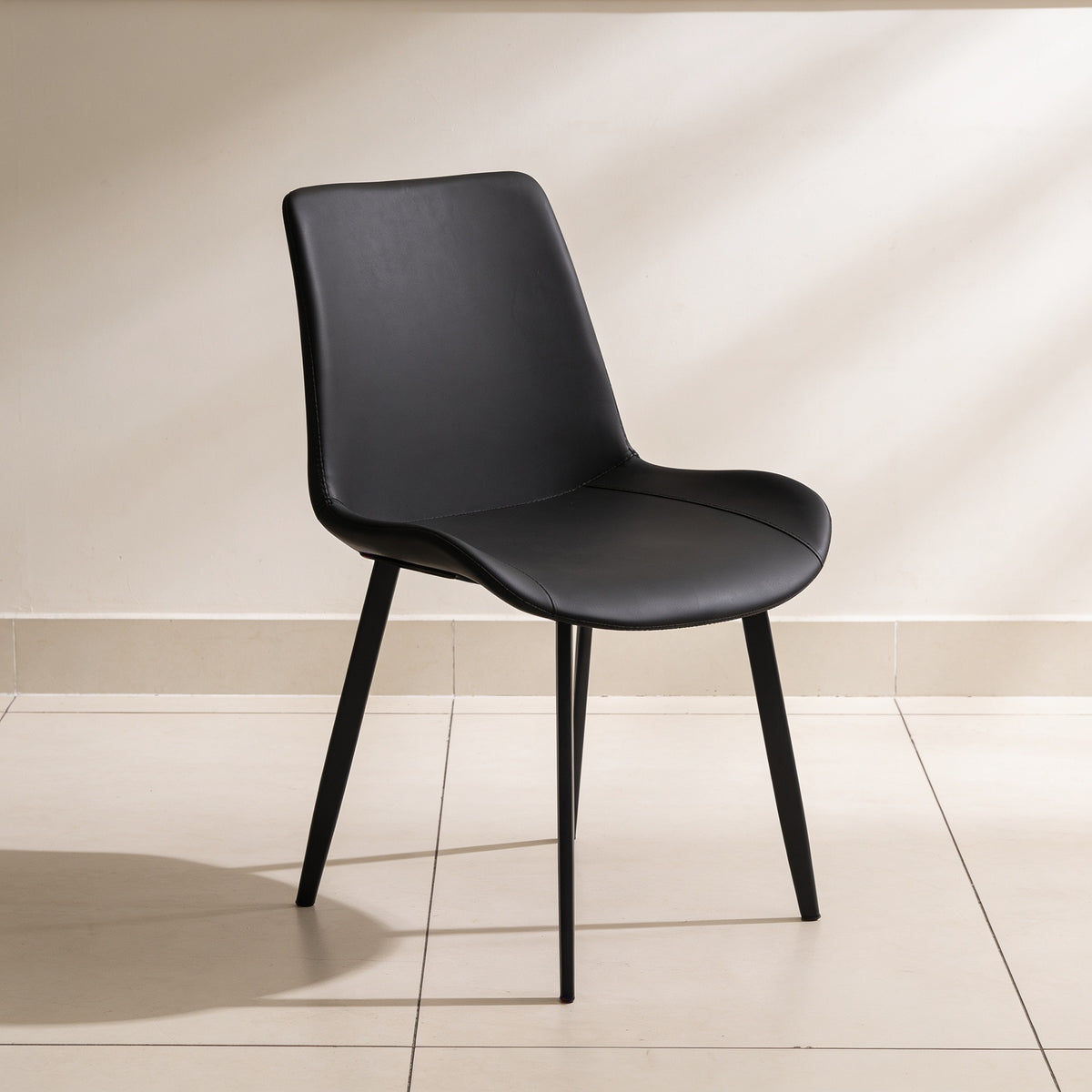 Cruze Black Leather Dining Chair with Meta Legs by Zodiya