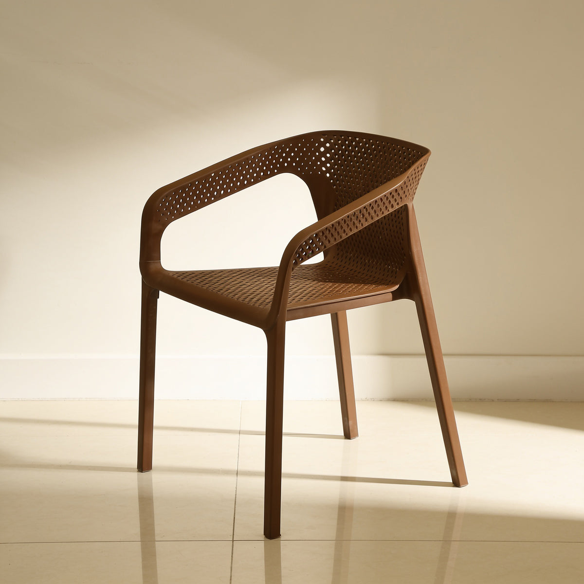 Cube Brown Plastic Outdoor Dining Arm Chair by Zodiya