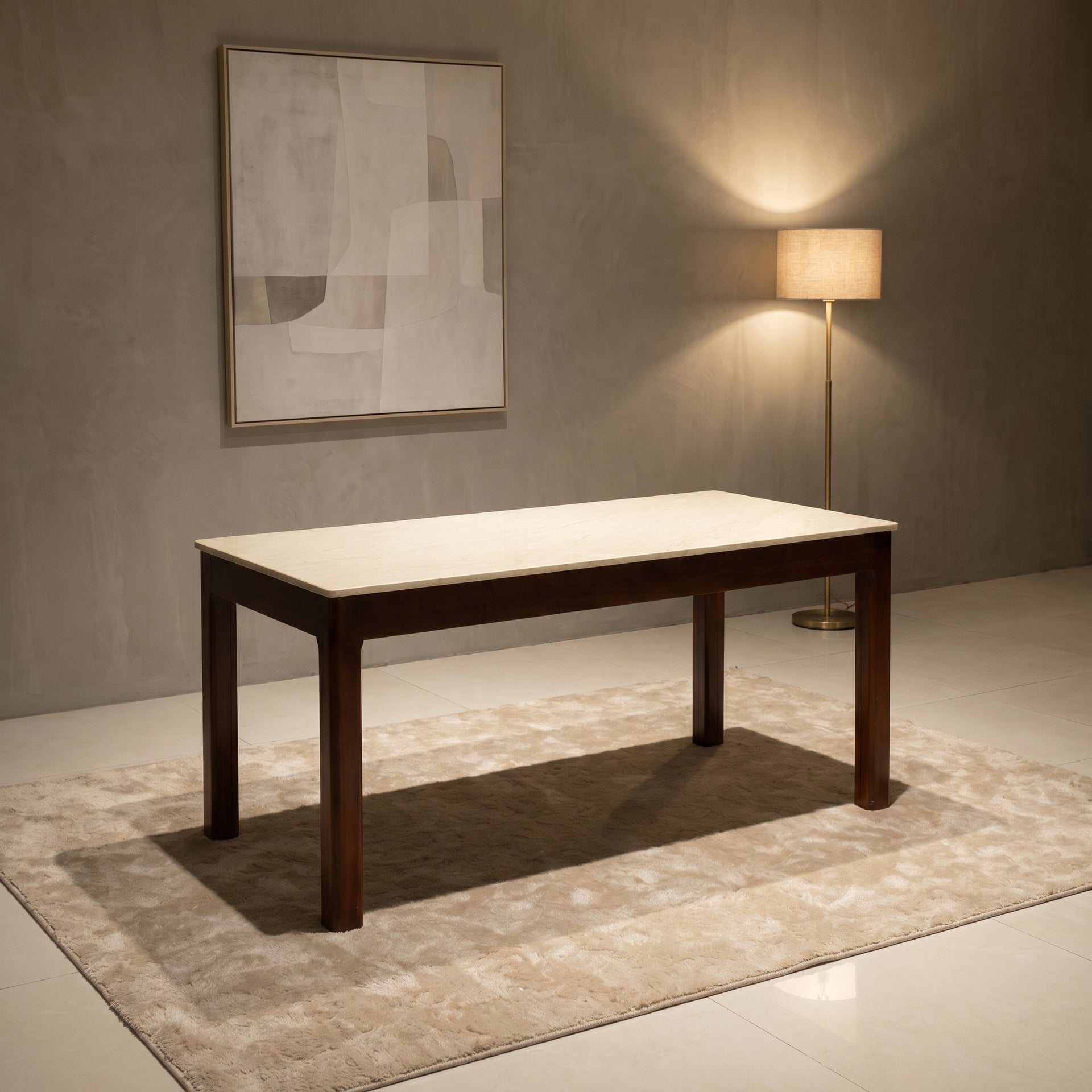 Pearlina Marble Top Wooden Dining Table By Zodiya