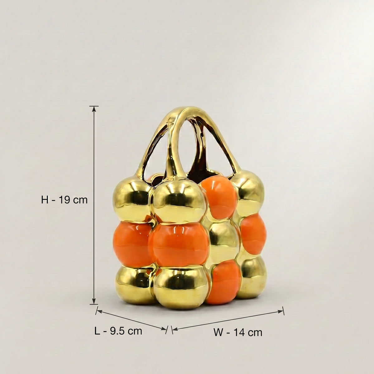 Gold Bubble Handbag Ceramic Vase By Zodiya