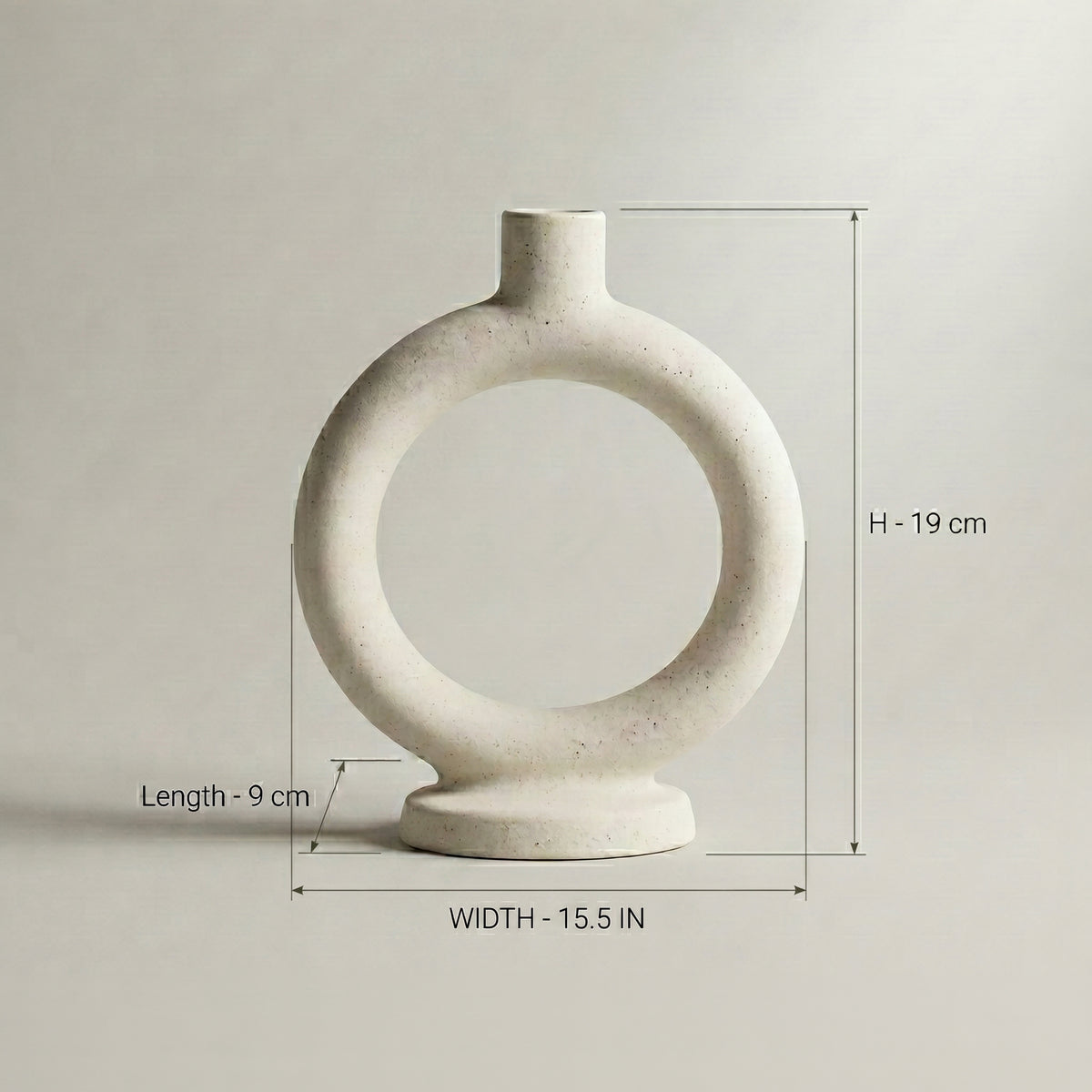 Off-White Circular Ceramic Ring Vase by Zodiya