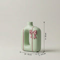 Large Ceramic Flower Vase with Pink Ribbon by Zodiya