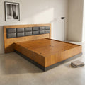Enora Wooden King Bed with Storage & Leather Headboard by Zodiya