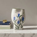 Floral Painted White Ceramic Flower Vase (large) By Zodiya
