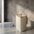 Cream Canvas Laundry Basket With Lid By Zodiya