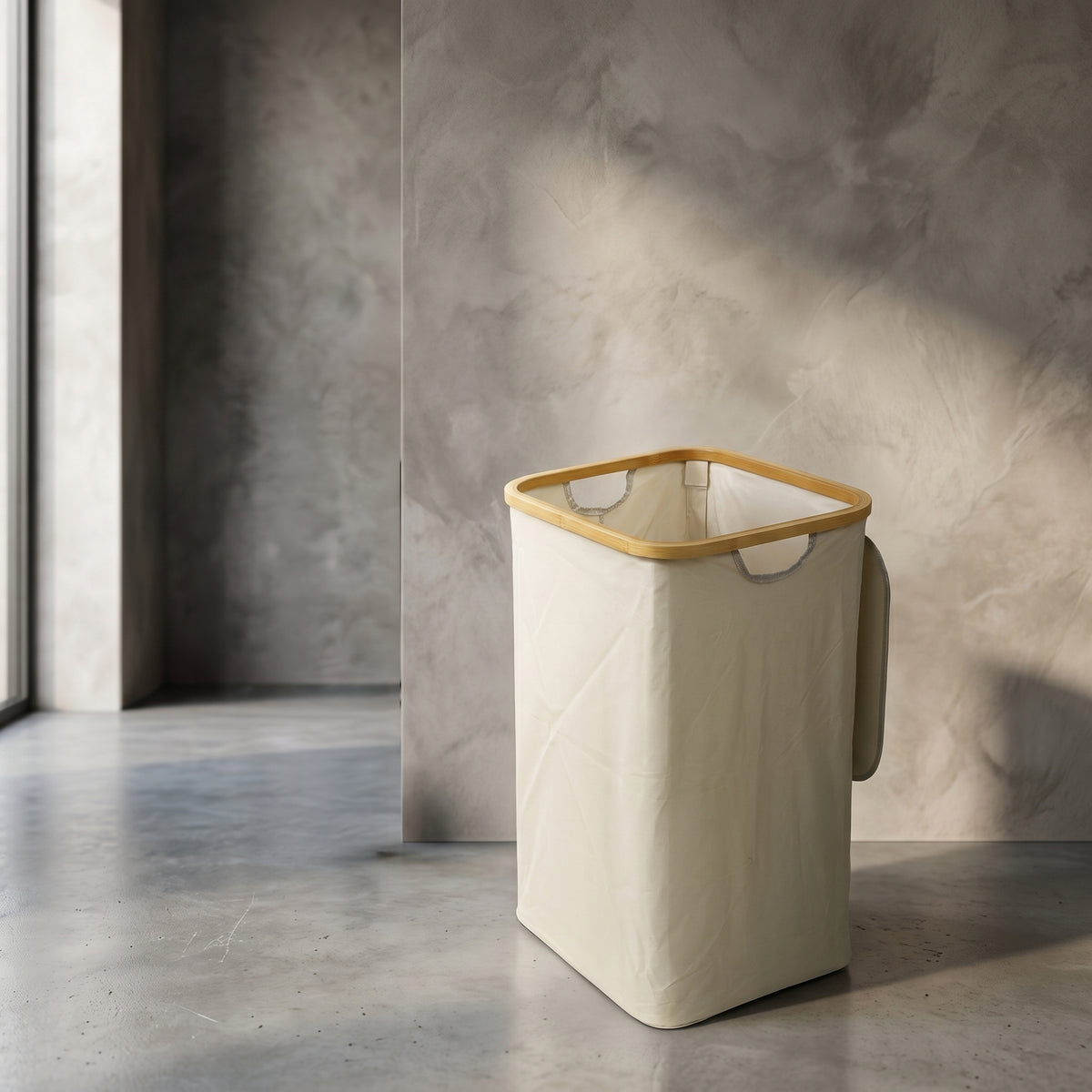 Cream Canvas Laundry Basket With Lid By Zodiya