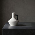 White Ceramic Pitcher Vase ( Black Handle) by Zodiya