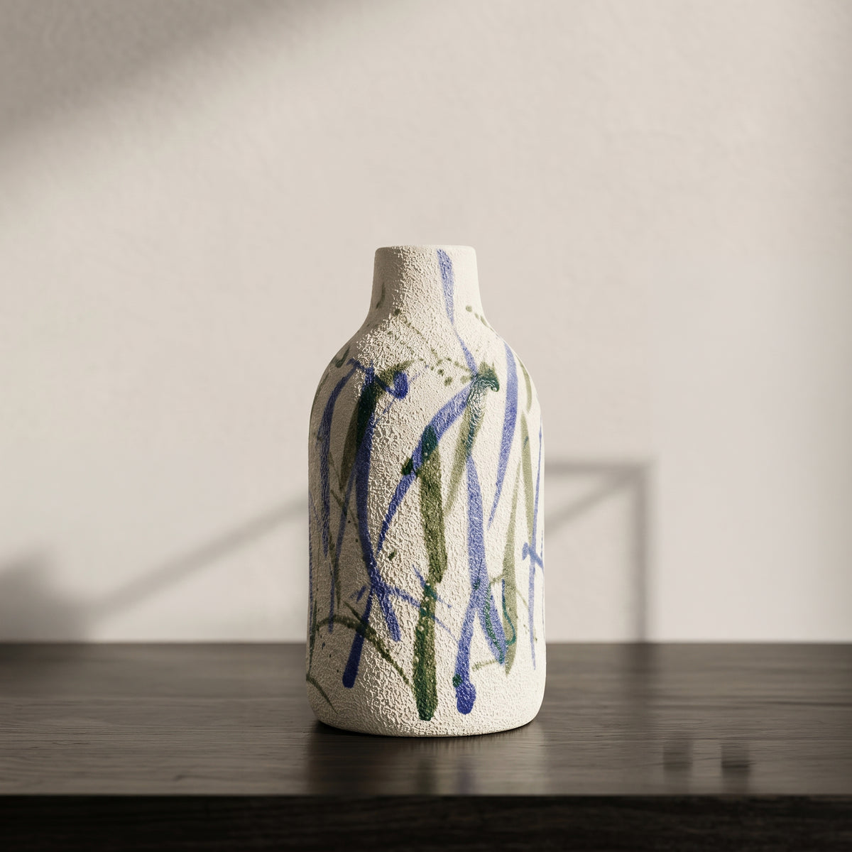 Painted Ceramic Flower Vase (Blue) By Zodiya