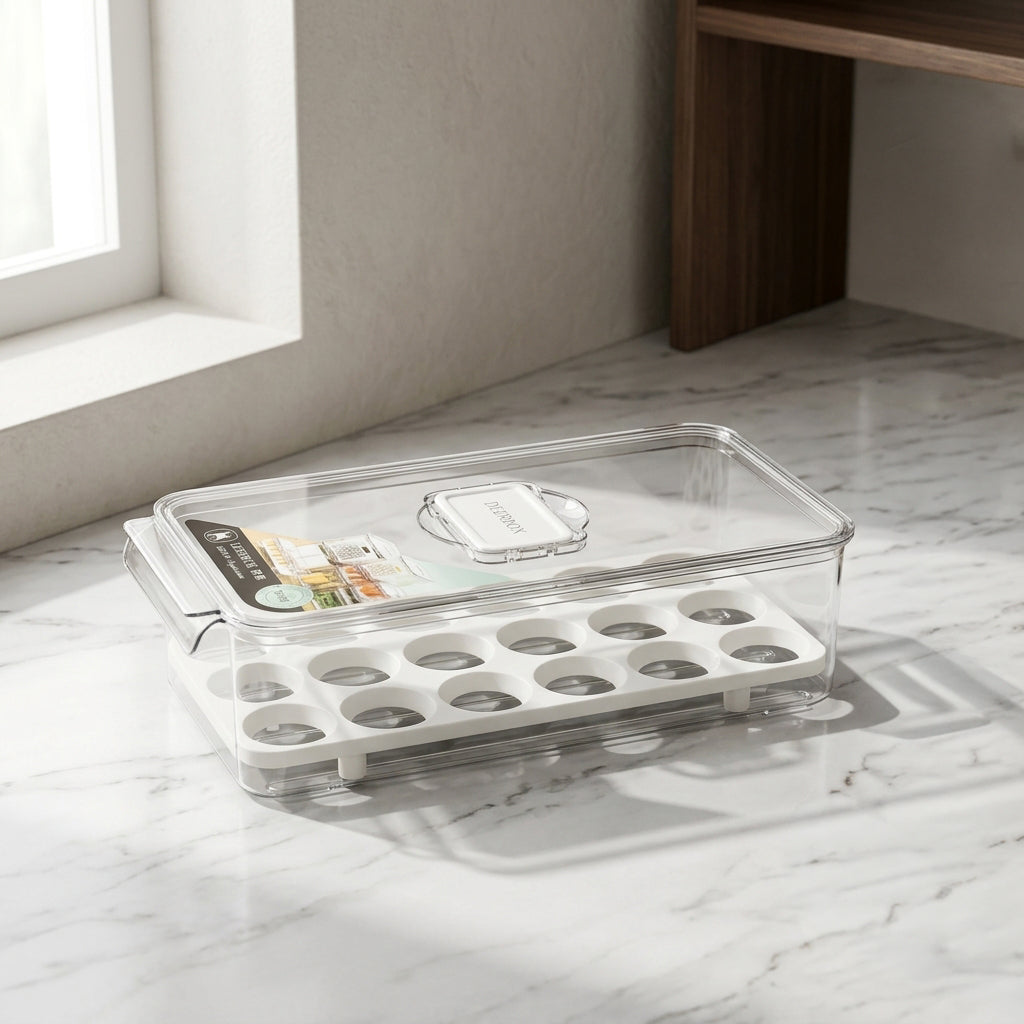 Clear Plastic Egg Storage Box by Zodiya
