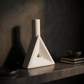 White Triangular Ceramic Flower Vase by Zodiya