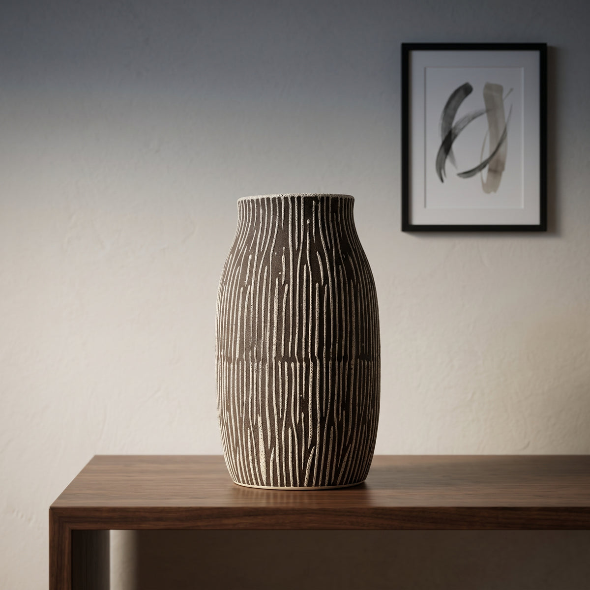Black Ceramic Flower Vase (cylindrical, small) by Zodiya