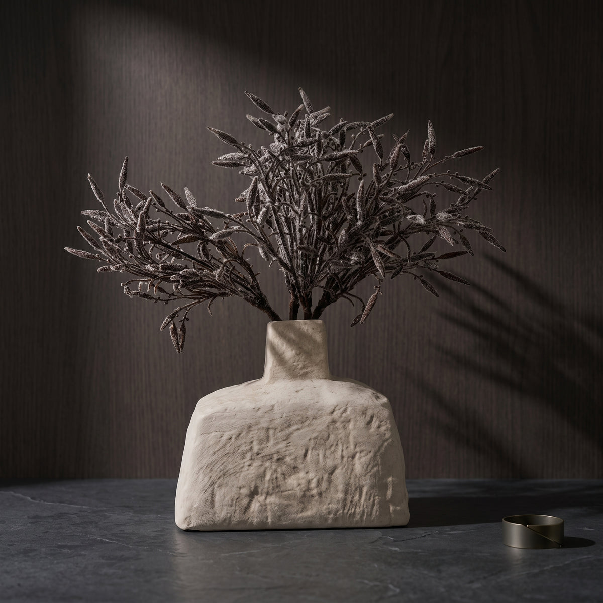 White Stone Ceramic Flower Vase (small) By Zodiya