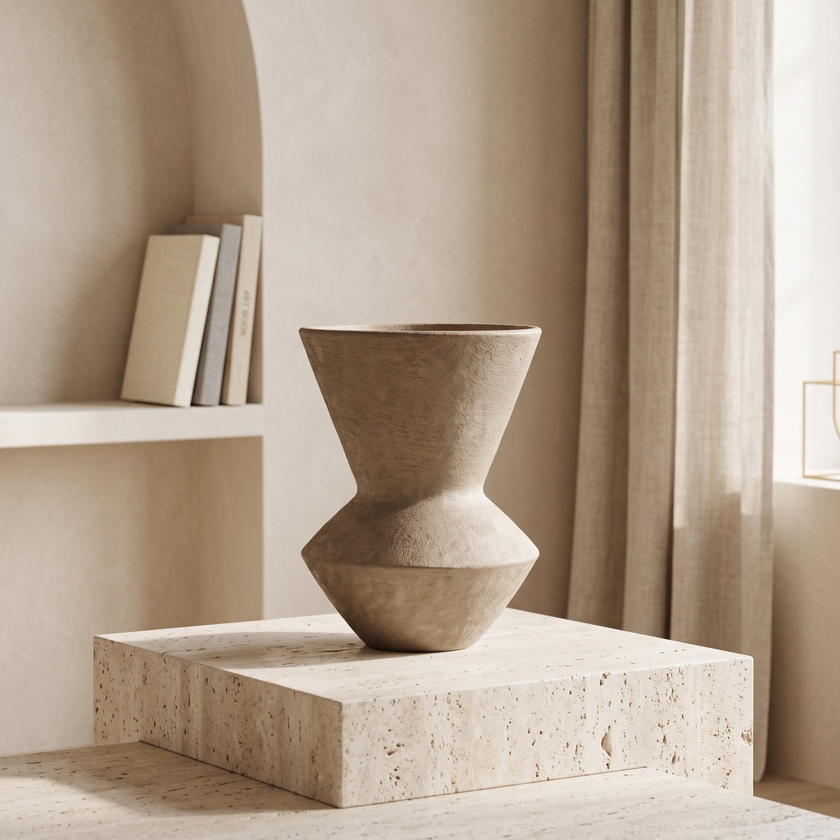 Beige Rustic Ceramic Flower Vase By Zodiya