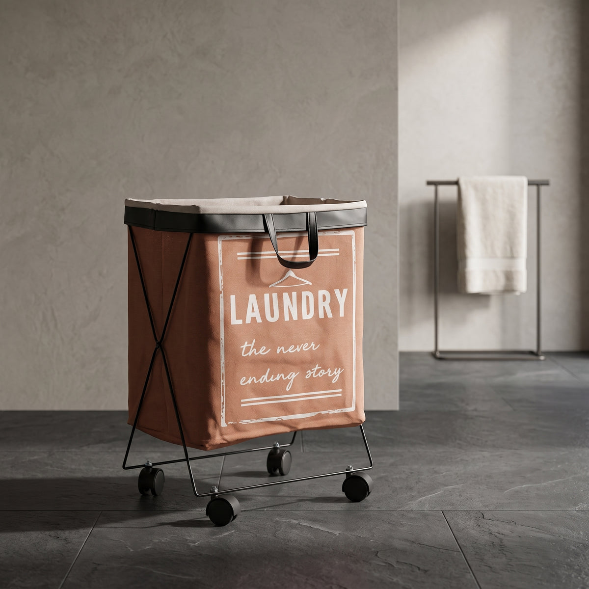 Brick Colour Rolling Laundry Basket by Zodiya