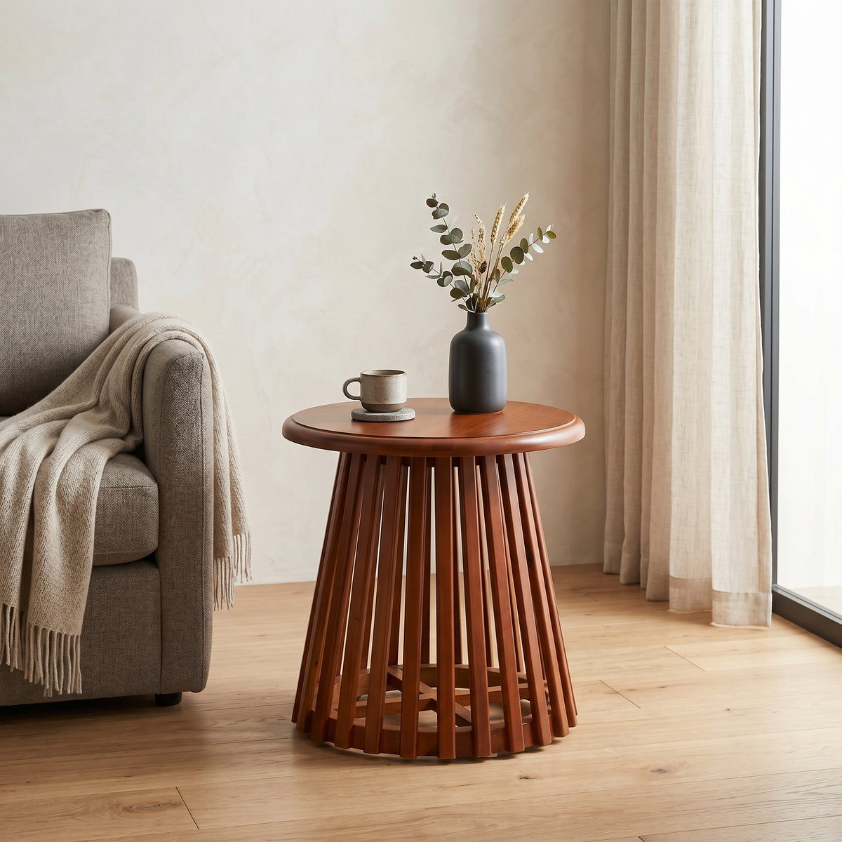 Florence Round Wooden Coffee Table by Zodiya