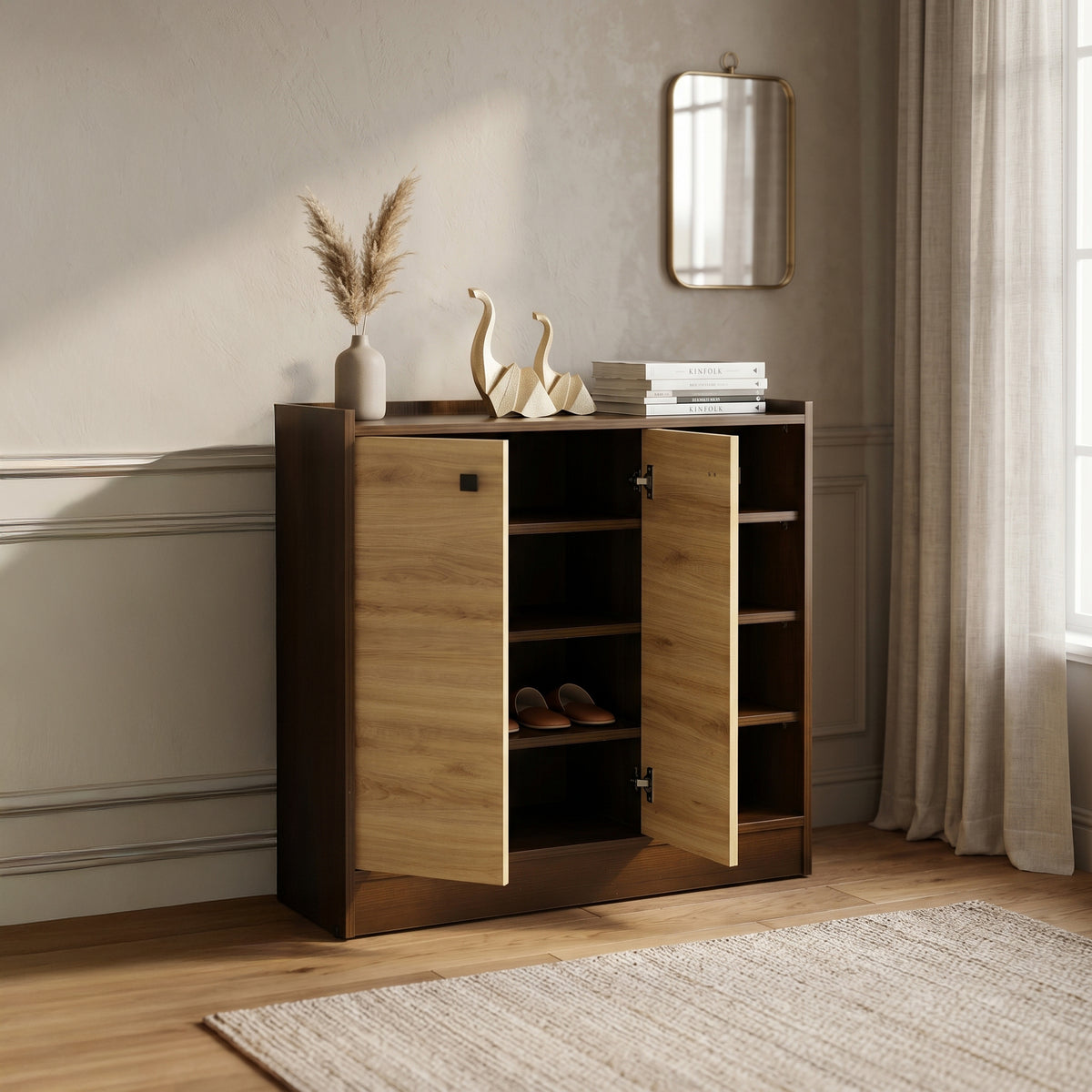 Firenze Wooden Shoe Rack Cabinet with Shelves by Zodiya