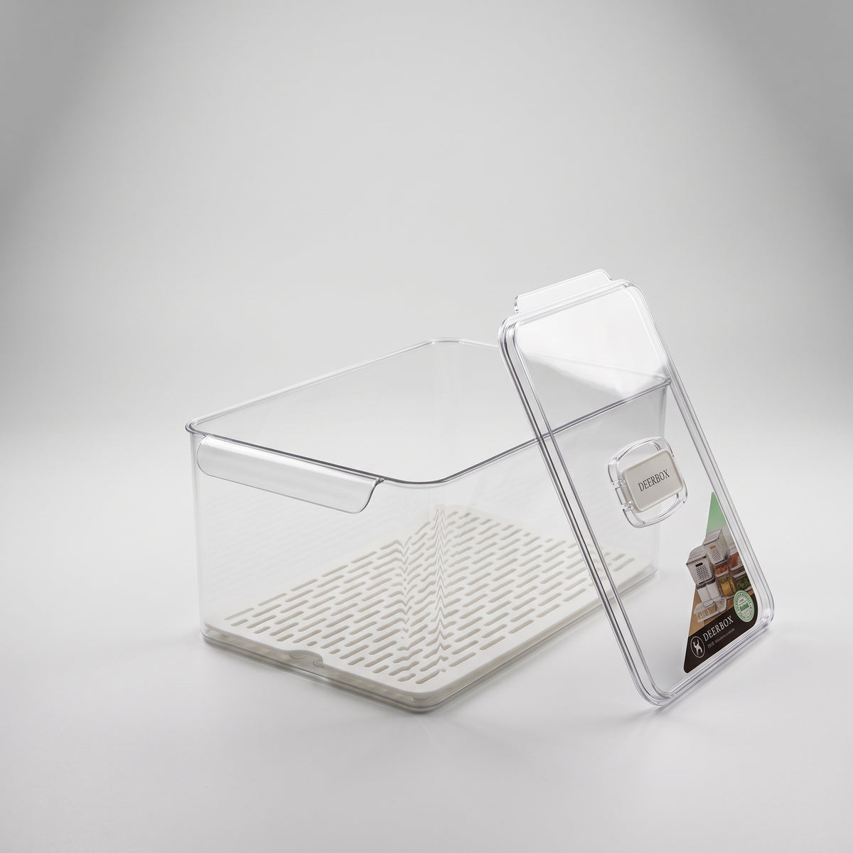 Leakproof Refrigerator Storage Box With With Lid & Removable Drain Plate By Zodiya
