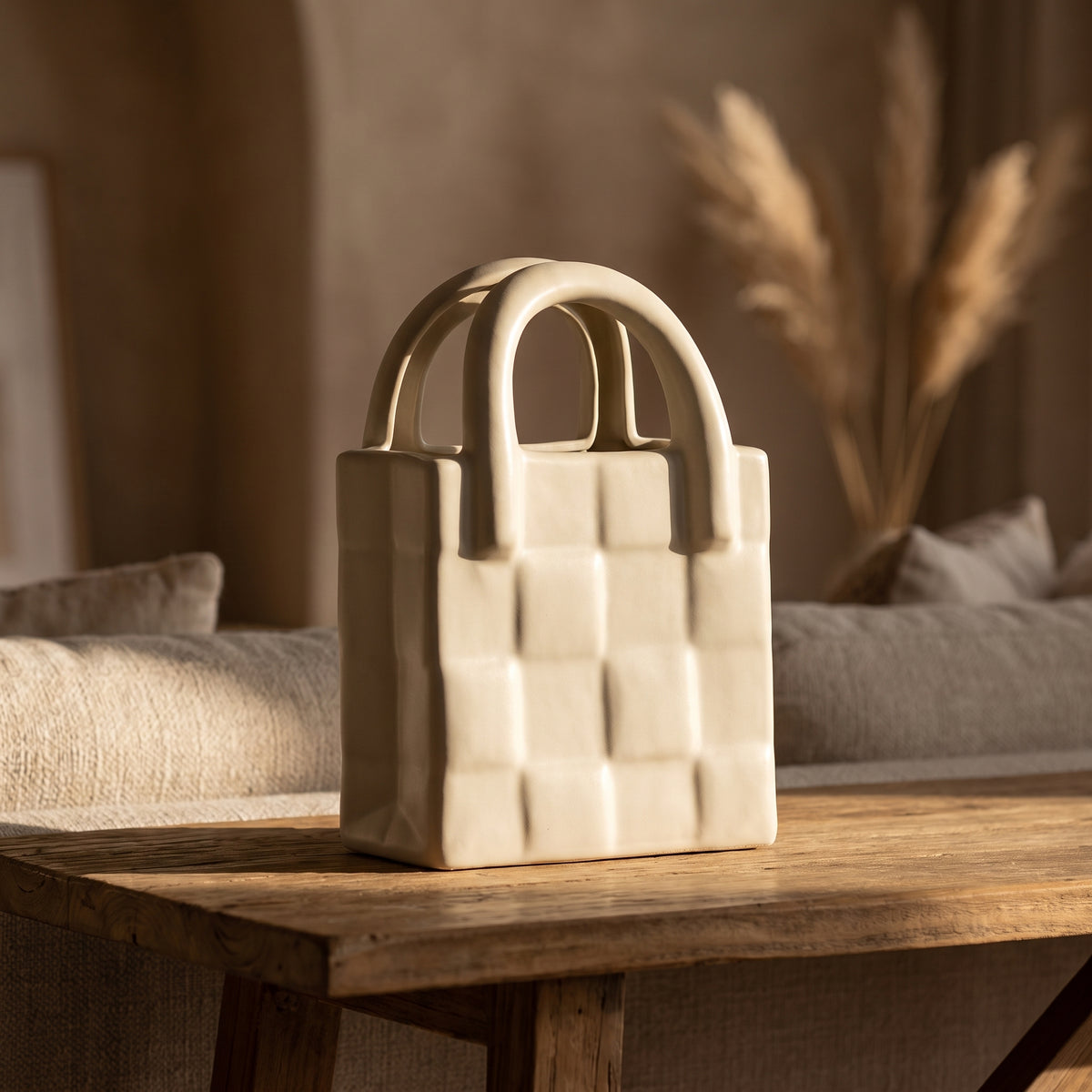 Dusky Grey Ceramic Decor Bag By Zodiya