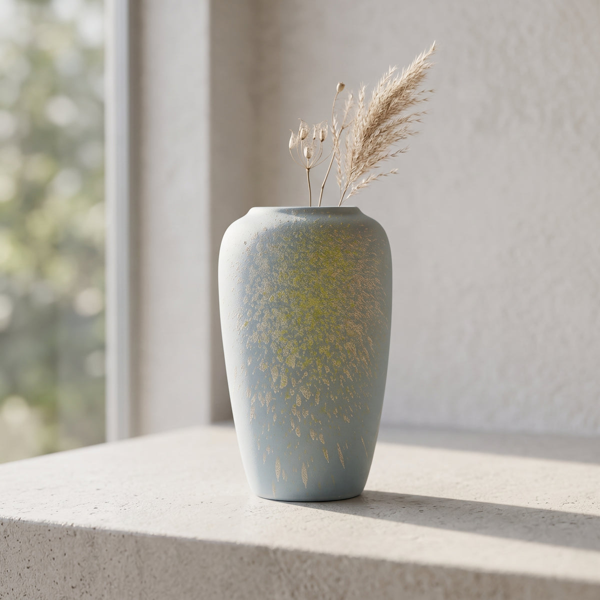 Ceramic Bluish Grey Flower Vase By Zodiya