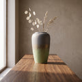 Ceramic Large Green and Grey Flower Vase By Zodiya