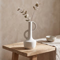 White Dual Handle Small Ceramic Vase By Zodiya