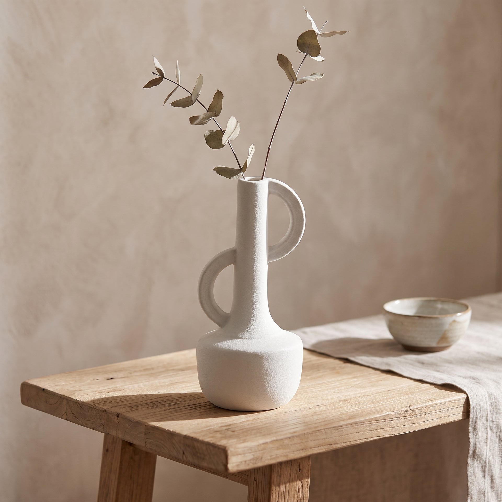 White Small Ceramic Vase By Zodiya