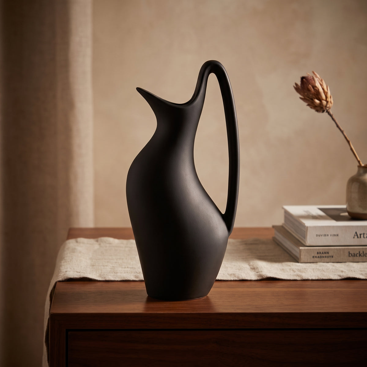 Small Black Ceramic Vase By Zodiya