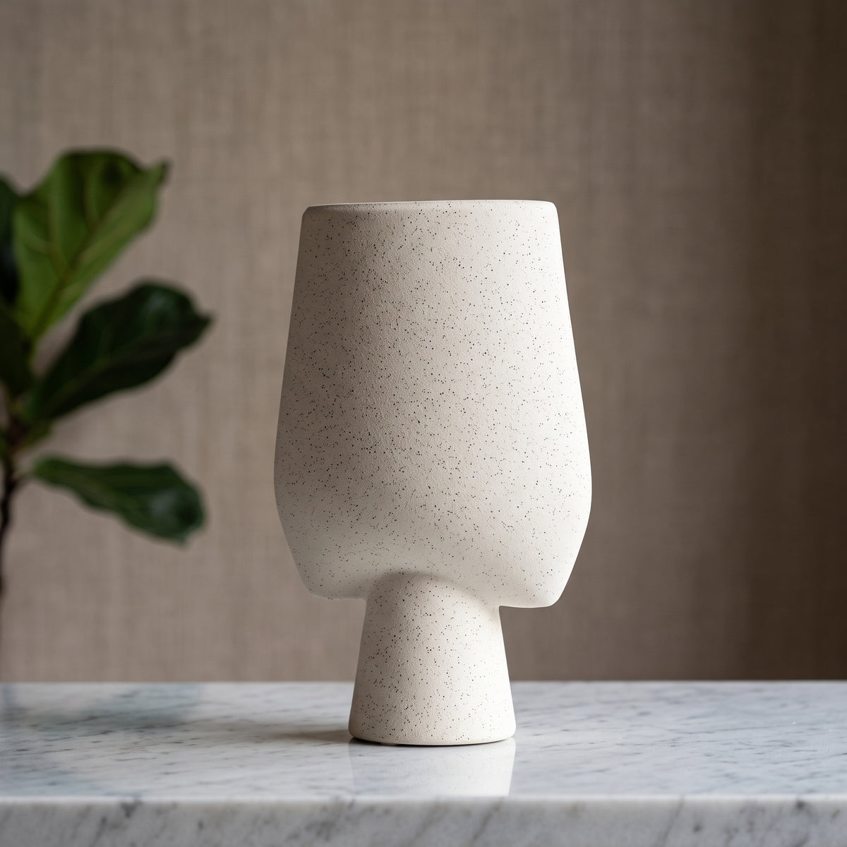 Beige Speckled Ceramic Vase By Zodiya