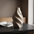 Beige Spiral Ceramic Flower Vase By Zodiya