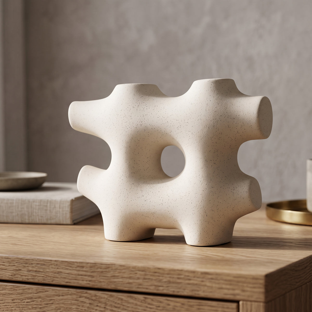 White Ceramic Sculpture Vase By Zodiya