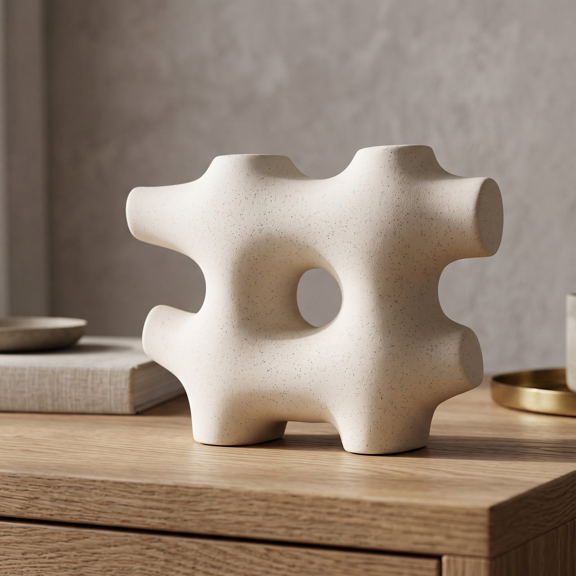 White Ceramic Sculpture Vase By Zodiya
