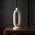 White Oval Ceramic Flower Vase by Zodiya