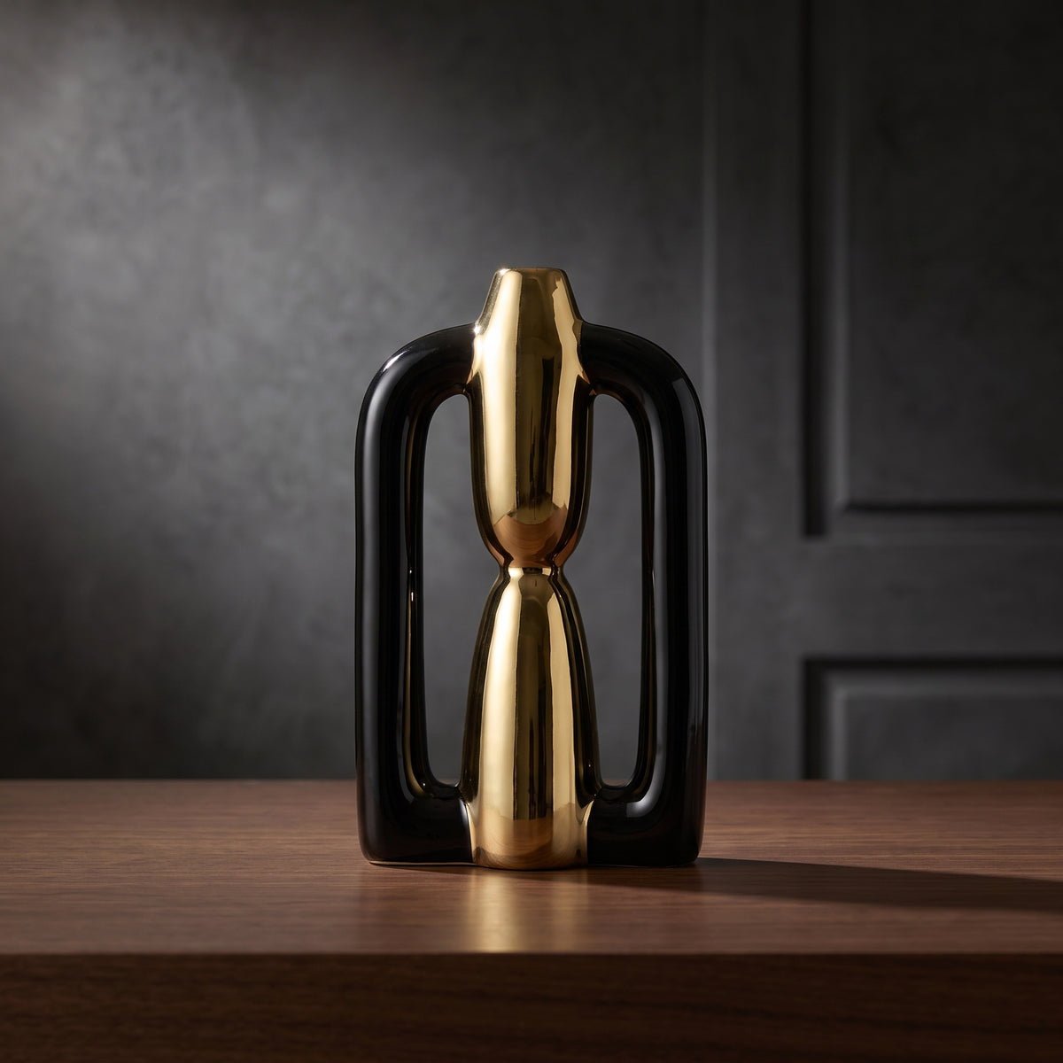 Gold and Black Ceramic Flower Vase by Zodiya