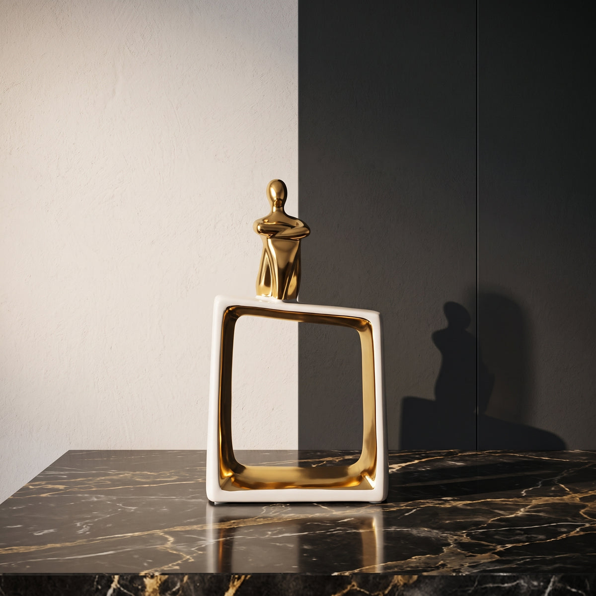 White and Gold Ceramic Statue Decor by Zodiya