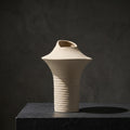 Beige Ribbed Ceramic Flower Vase by Zodiya